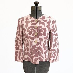 Armani Collezioni 2004 Silk & Suede Blush Pink Patterned Jacket Size 6